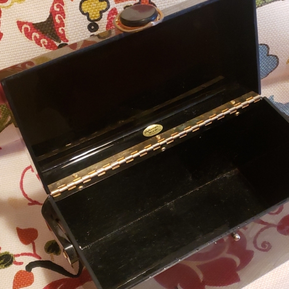 Vintage 1950's style craft Miami Black Box Purse - Picture 2 of 3